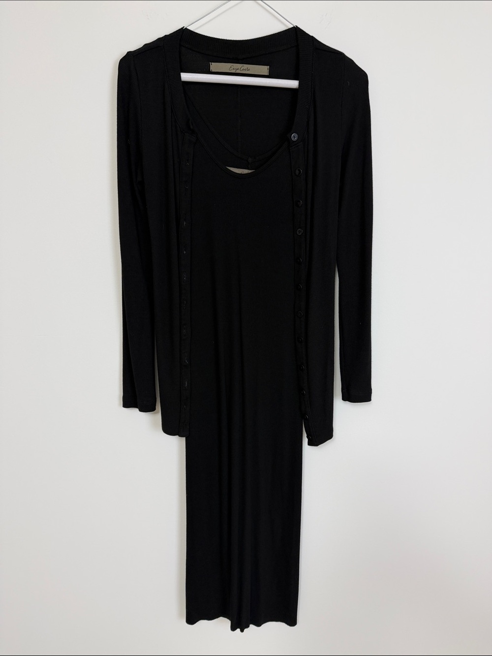 Enza Costa Black sleeveless dress Long Sleeve cardigan set size small
